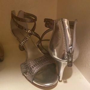 Antonio Melani Silver criss cross ankle open-toe Sandals